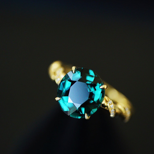 優婉」K18 天然ブルートルマリン 天然ダイヤモンド 上品 幸運 無邪気