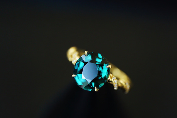 優婉」K18 天然ブルートルマリン 天然ダイヤモンド 上品 幸運 無邪気