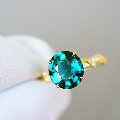 優婉」K18 天然ブルートルマリン 天然ダイヤモンド 上品 幸運 無邪気