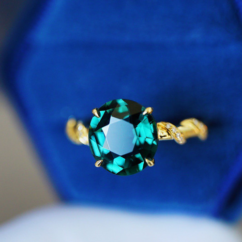 優婉」K18 天然ブルートルマリン 天然ダイヤモンド 上品 幸運 無邪気