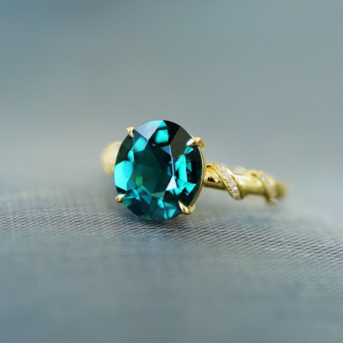 優婉」K18 天然ブルートルマリン 天然ダイヤモンド 上品 幸運 無邪気