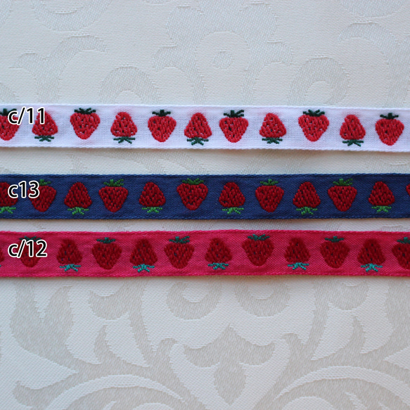 12 毫米寬草莓圖案蒂羅爾膠帶日本製造提花織帶/1 米單位 第4張的照片