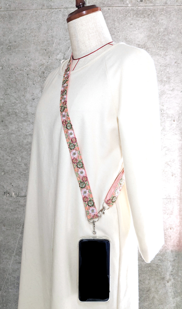 智能手機肩智能手機吊帶肩帶頸帶印度刺繡花卉圖案 041 第8張的照片