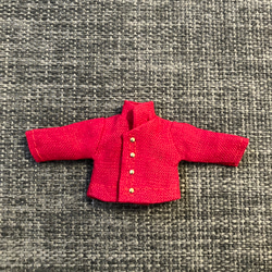 オビツ11 上質な麻の長袖シャツ　red スタンドカラー 1枚目の画像