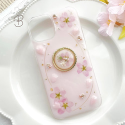 iPhoneケース　スマホケース　Android Sakura Jewelry 桜　押し花　A 10枚目の画像