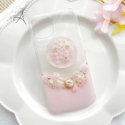 iPhoneケース　スマホケース　Android Sakura Jewelry 桜　押し花　A 6枚目の画像
