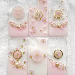 iPhoneケース　スマホケース　Android Sakura Jewelry 桜　押し花　A 17枚目の画像
