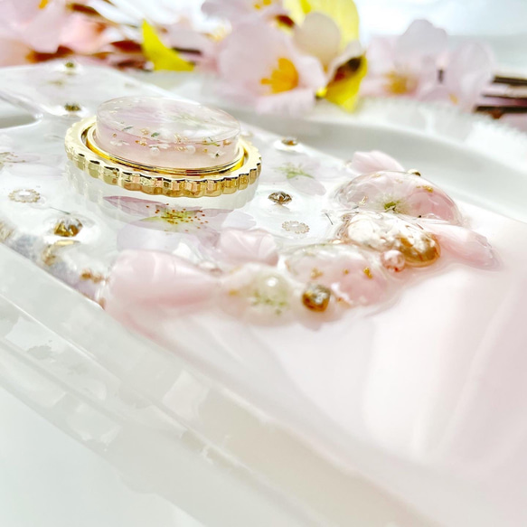 iPhoneケース　スマホケース　Android Sakura Jewelry 桜　押し花　A 16枚目の画像