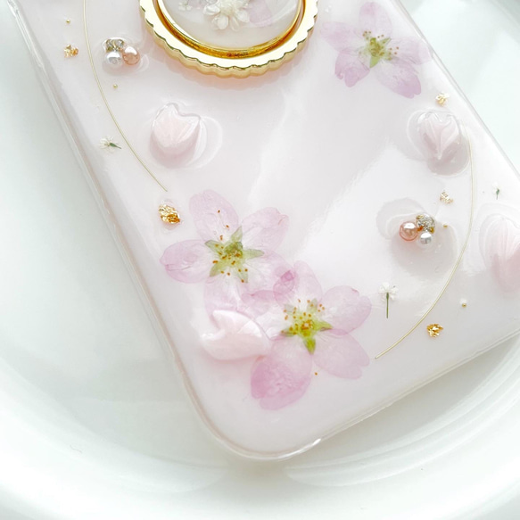 iPhoneケース　スマホケース　Android Sakura Jewelry 桜　押し花　A 11枚目の画像