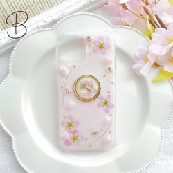 iPhoneケース　スマホケース　Android Sakura Jewelry 桜　押し花　A 3枚目の画像