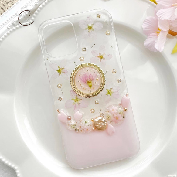 iPhoneケース　スマホケース　Android Sakura Jewelry 桜　押し花　A 14枚目の画像