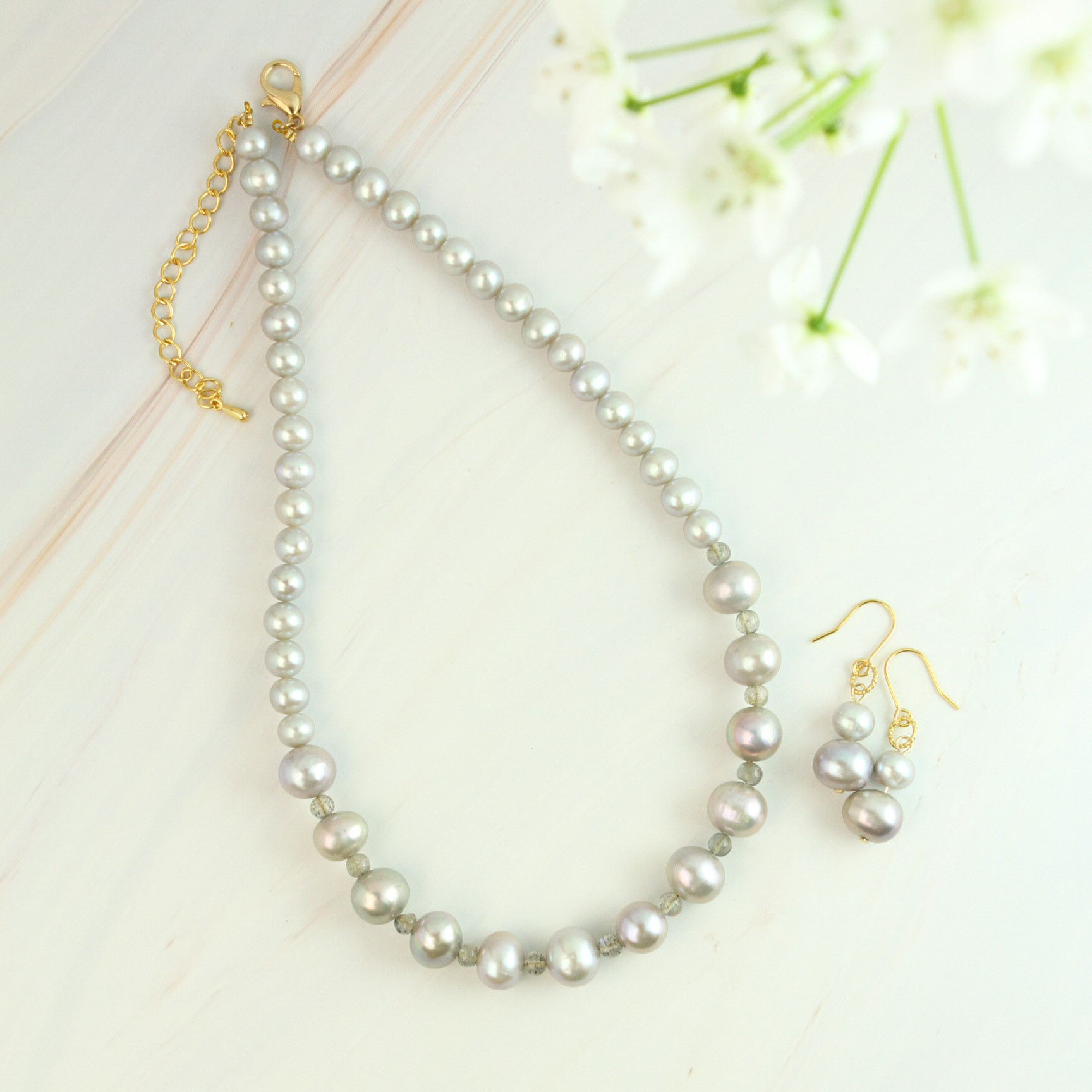 【SET】淡水パール　チョーカー/耳飾り