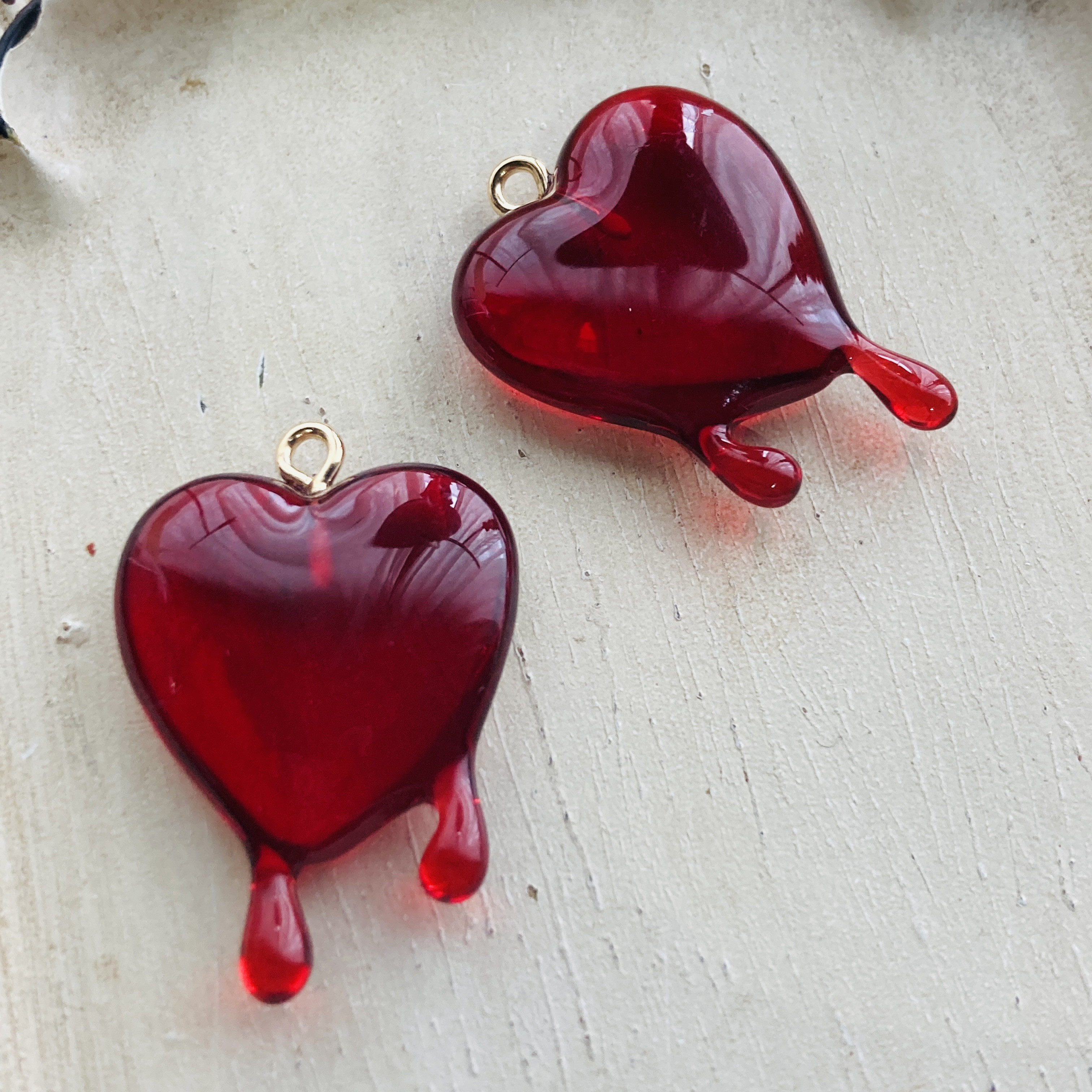 確認用ですNo.1005◇チャームトップ♪カン付きレジンパーツ♪ハート 
