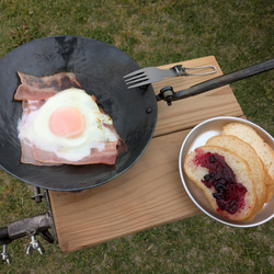 【受注生産】鍛造鉄のフライパン折り畳み式　ソロキャンプ焚き火キャンプギア 13枚目の画像