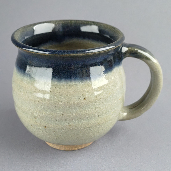 ジャンボマグカップ　白萩釉　藍釉　【商品番号：00315_A-B】 1枚目の画像