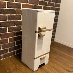 おままごと冷蔵庫 レトロ風 木製 ハンドメイド 3枚目の画像