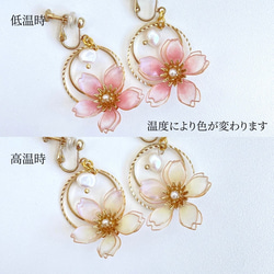 【特集掲載】色が変わる揺れる昼桜ピアス/イヤリング ٭❀* 揺れるオーロラの花びら・華やかで大人綺麗 大ぶり 淡水パール 2枚目の画像