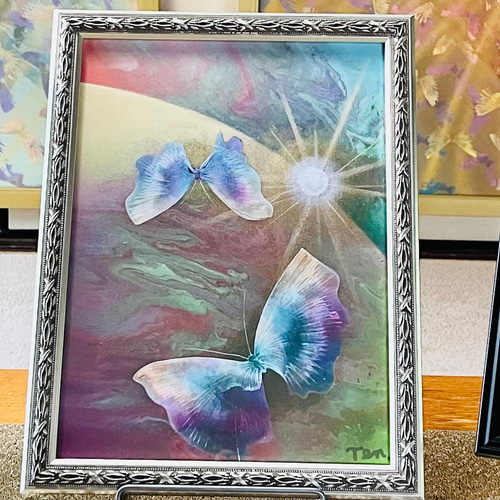 プリントアート レインボードッグ 額縁アクリル版付き 絵画 虹 / ポスター 写真 クリエイティブ 水彩画 イラスト rainbow