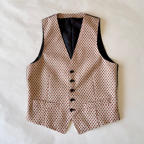 メンズベスト トップス アイボリーホワイト 刺繡柄ベスト ベスト