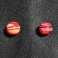 とんぼ玉２個セット(赤、白、オレンジのマーブル柄) 8枚目の画像