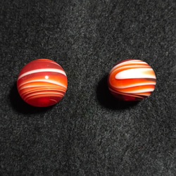 とんぼ玉２個セット(赤、白、オレンジのマーブル柄) 7枚目の画像