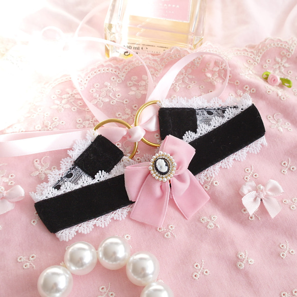 粉紅色 黑色 絲絨蝴蝶結 Victorian  蕾絲 項鍊 Choker necklace 第3張的照片