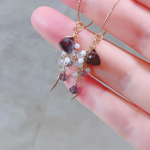 【-birthstone-】3月 誕生石 アイオライト アクアマリン 珊瑚 天然石 海泡花 ピアス・イヤリング チャーム 10枚目の画像