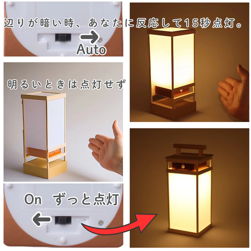 11/10更新】25cm/お試し行灯〜LED人感明暗センサーライト スタンド