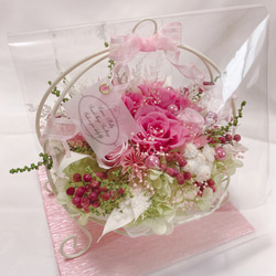 【creema限定】Luana Mally✽ 上品なで華やかなワイヤー花かご　ローズピンク　小 11枚目の画像