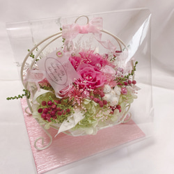 【creema限定】Luana Mally✽ 上品なで華やかなワイヤー花かご　ローズピンク　小 10枚目の画像