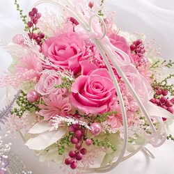 【creema限定】Luana Mally✽ 上品なで華やかなワイヤー花かご　ローズピンク　小 8枚目の画像