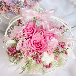 【creema限定】Luana Mally✽ 上品なで華やかなワイヤー花かご　ローズピンク　小 2枚目の画像