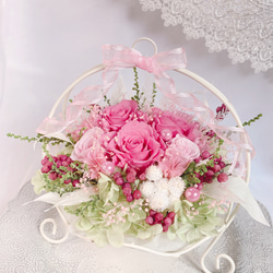 【creema限定】Luana Mally✽ 上品なで華やかなワイヤー花かご　ローズピンク　小 5枚目の画像
