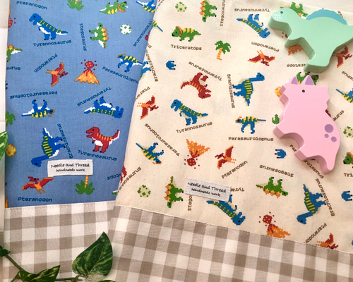 恐竜柄 ドット絵 巾着 ランチマット 給食マット 新学期