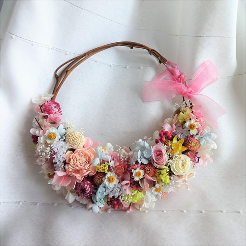 春の花束リース♡ハンドメイドリース d3e2be84f1341ee726a8c95c0d5201