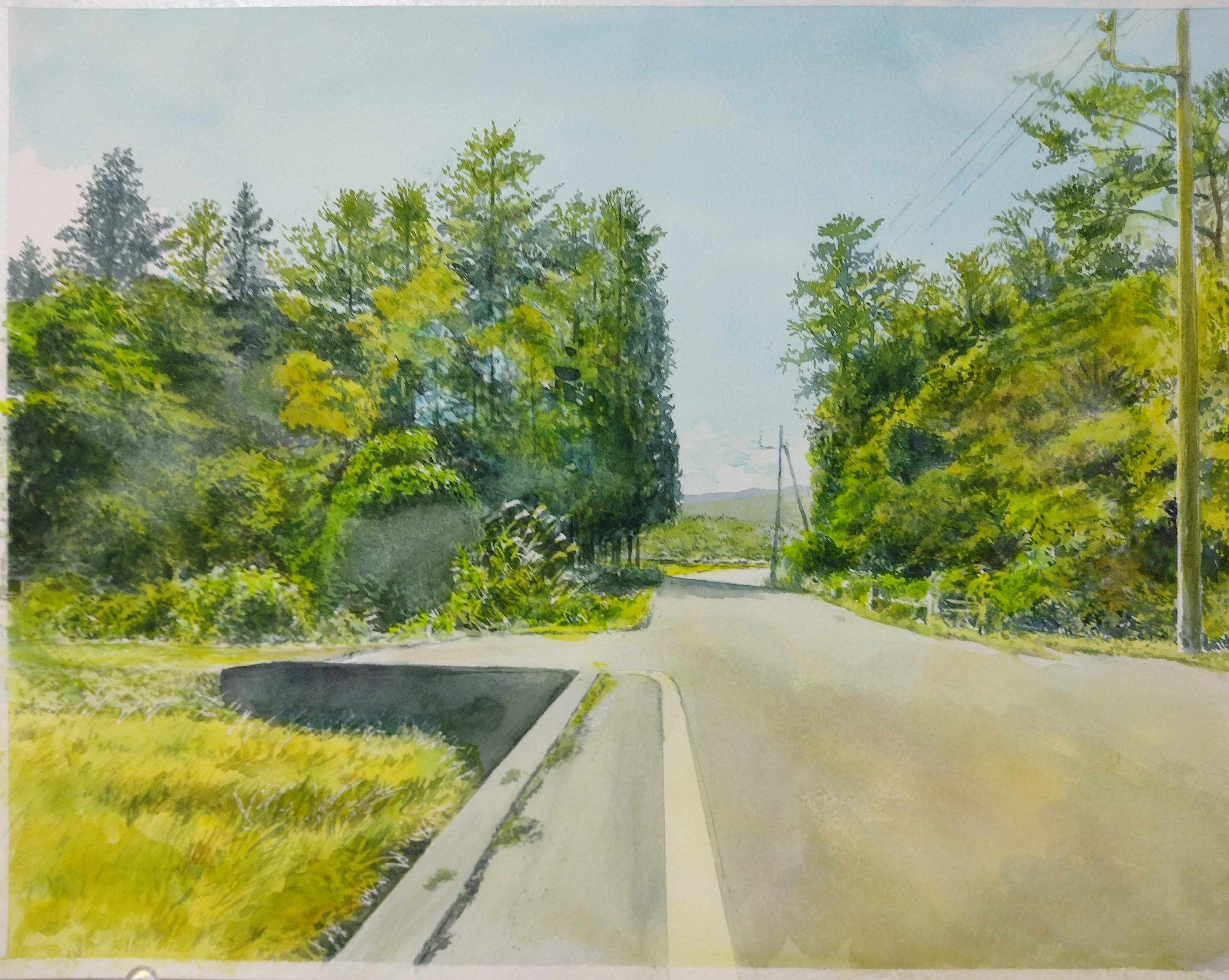 絵画 水彩画 風景画 画題「懐かしきを覚える」 絵画
