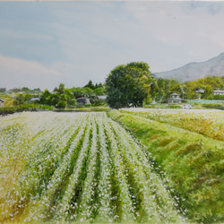 絵画　水彩画　風景画　画題「停車し眺めた風景」 1枚目の画像