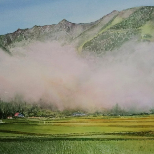 絵画 水彩画 風景画 画題「朝靄」 絵画 yamakasumi56 通販