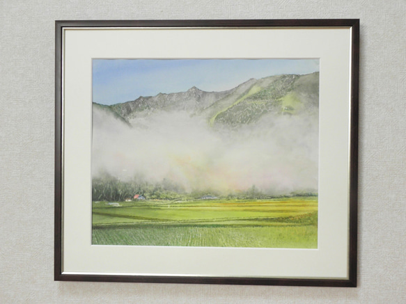 絵画　水彩画　風景画　画題「朝靄」 2枚目の画像