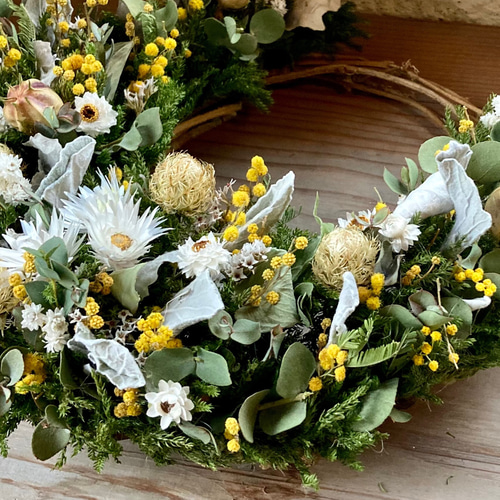 三日月リース　ドライフラワーリース　ドライフラワースワッグ 三日月リースドライフラワーリースドライフラワースワッグ春リース