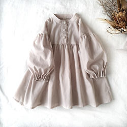 ピンクグレージュのぽわん袖タックワンピース 子供服 noce 通販