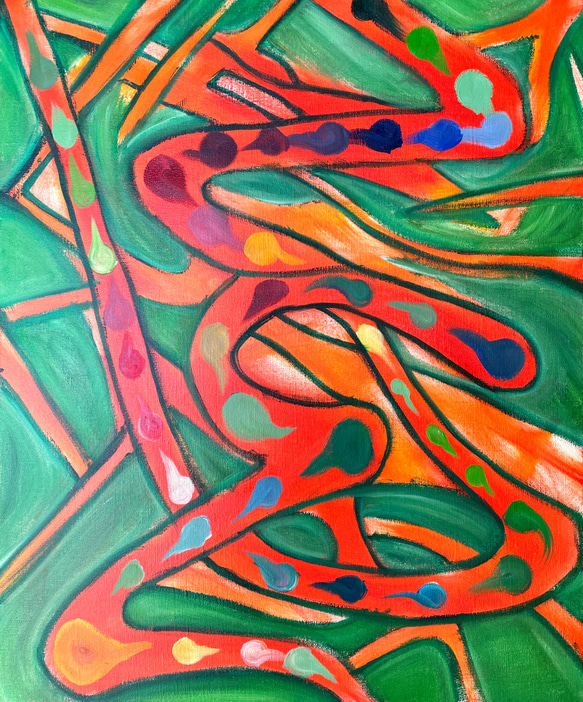手描き抽象画（油彩）：「道の色彩」 F12サイズ 絵画 Zarathustra AP