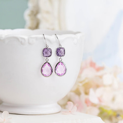 *LeChaim* 紫水晶紫色水晶耳環，紫色婚禮，二月生日石顏色 第5張的照片
