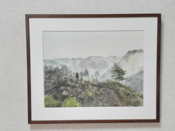 絵画　水彩画　風景画　画題「幻想の山古志（木立）」 2枚目の画像