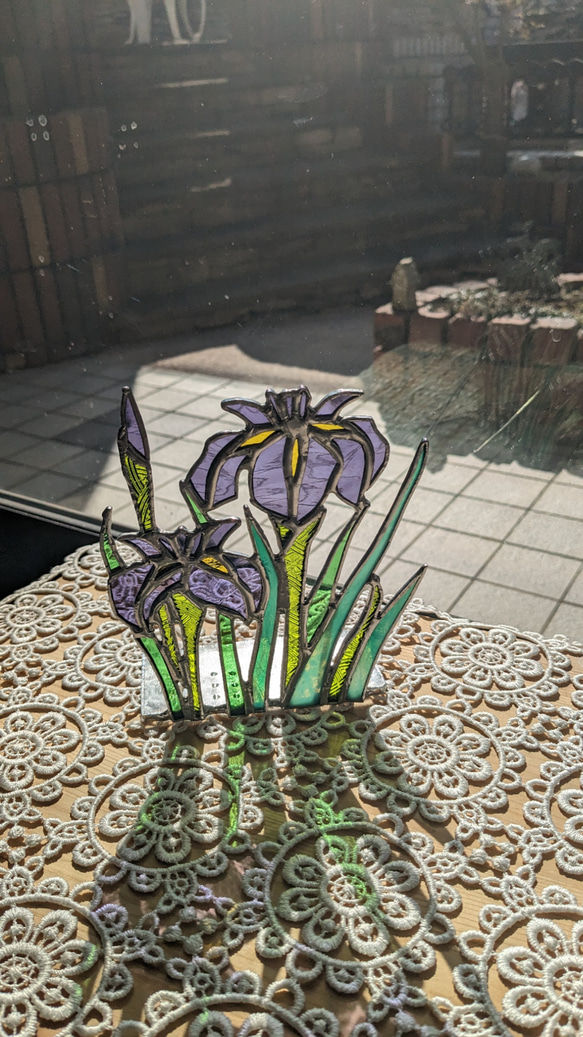 ステンドグラスの菖蒲 サンキャッチャー あがりふじ 通販 15517337