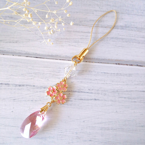 持ち運べるミニサンキャッチャー【桜】クリスタルガラス/ストラップ