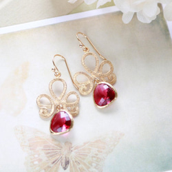 *LeChaim*粉紅色紅寶石金飾品耳環，可換耳環或14kg掛鉤， 第6張的照片