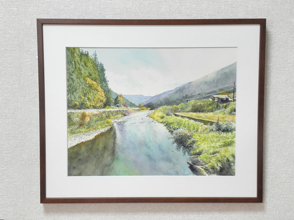 水彩画   秋の渓谷   荒木久夫 NO8 水彩画 秋の渓谷 荒木久夫 NO8