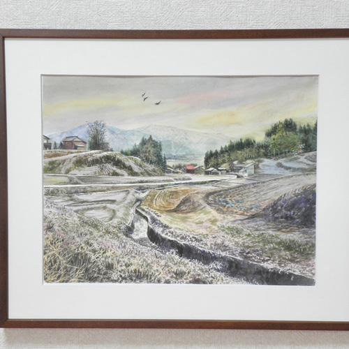 絵画 水彩画 風景画 画題「大寒の夕刻」 ※値下げしました 絵画