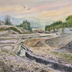絵画 水彩画 風景画 画題「大寒の夕刻」 ※値下げしました 絵画